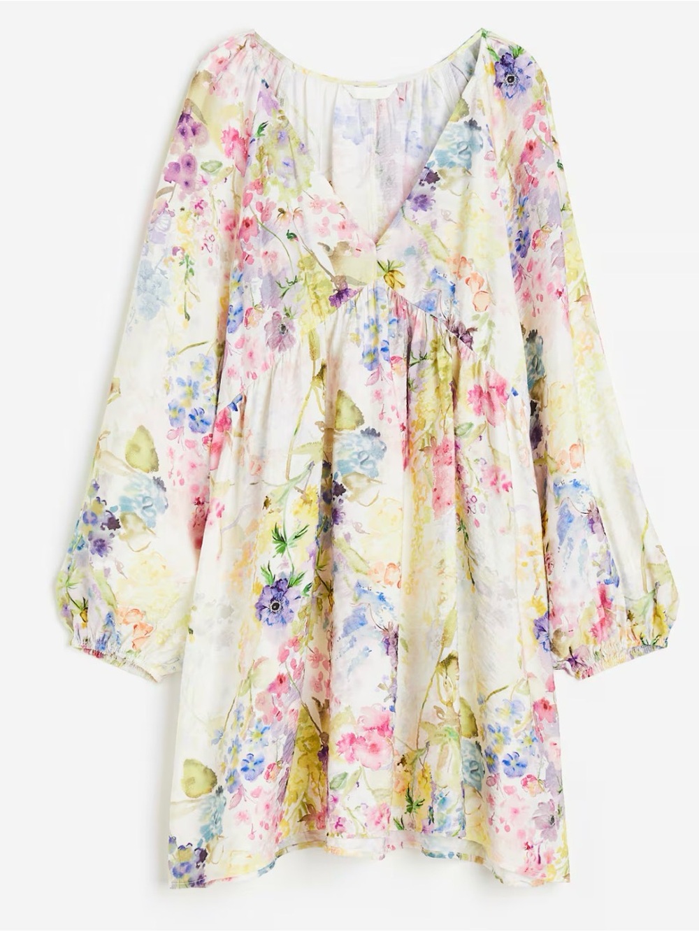 H&M Multicolor Floral Watercolor Midi Dress